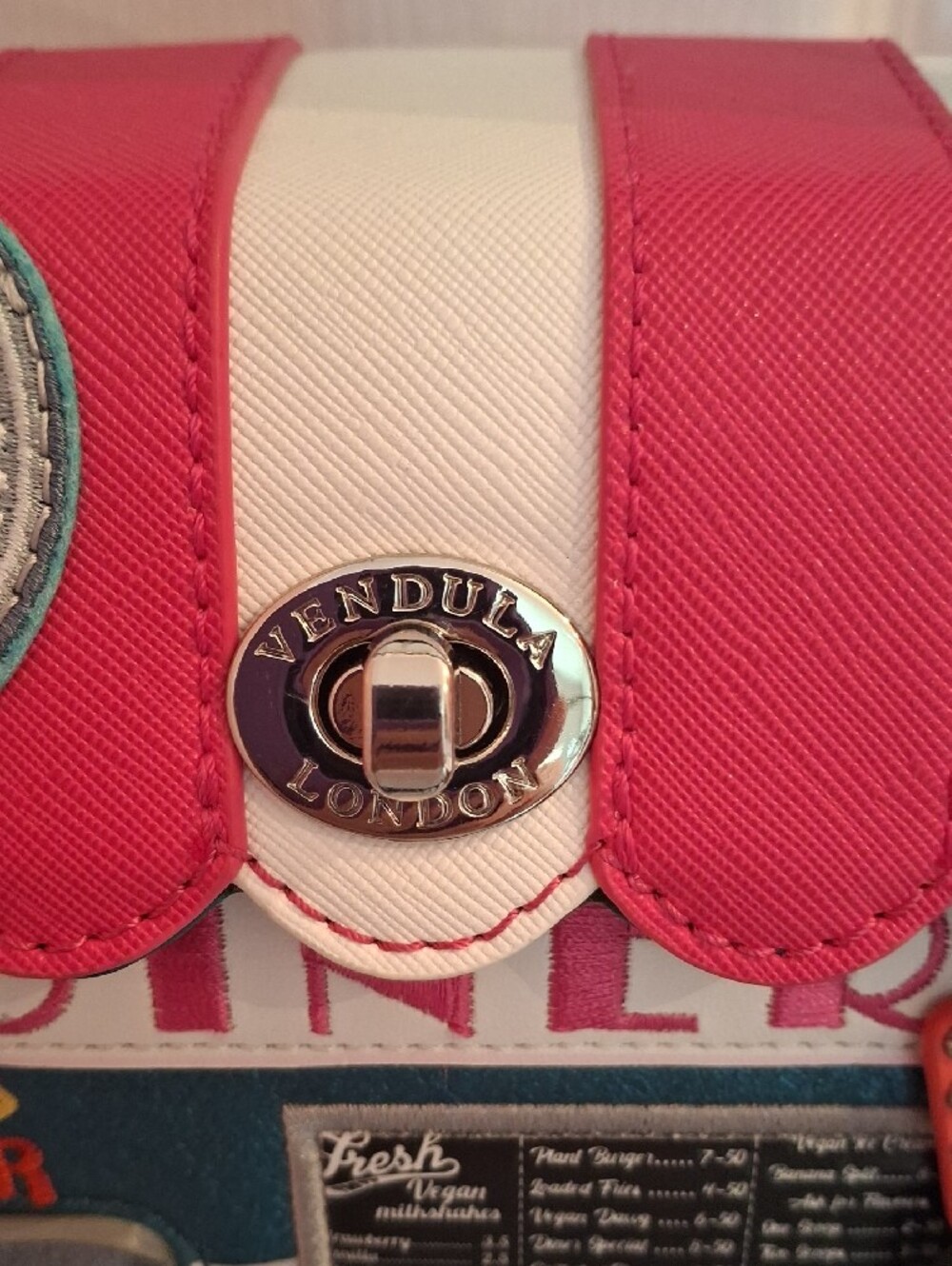 Vendula London Pink & White Diner Crossbody Bag - Picture 2 of 16